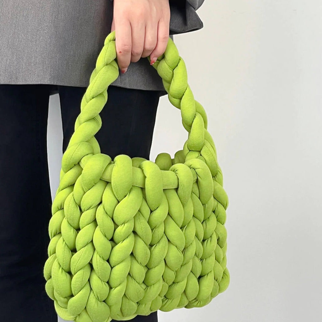 Eleanor | Green Mini Chunky Knit Bag