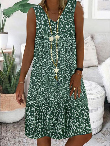 Ava | Sleeveless Floral V-Neck Dress