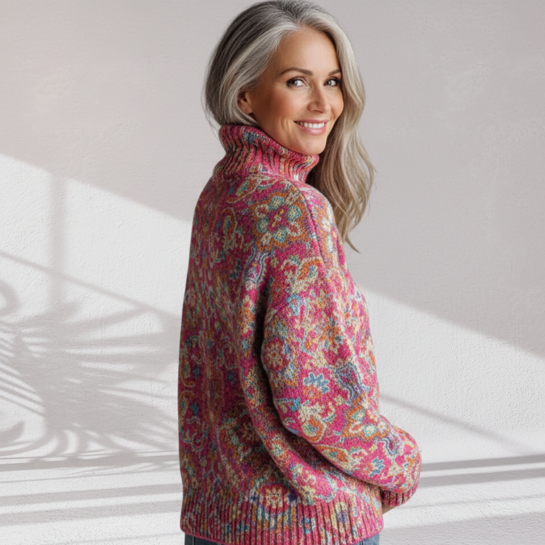 Florence | Floral Knit Turtleneck