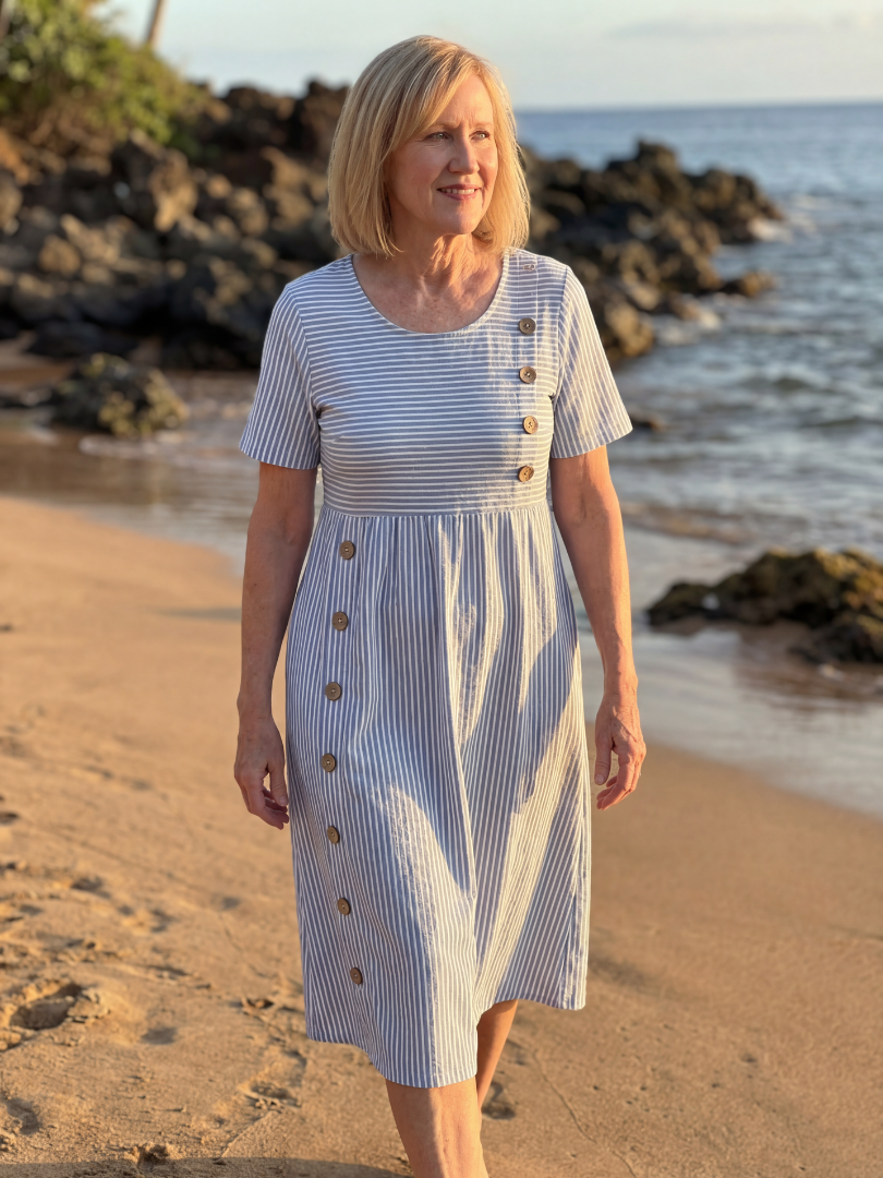 blue white striped / 3XL