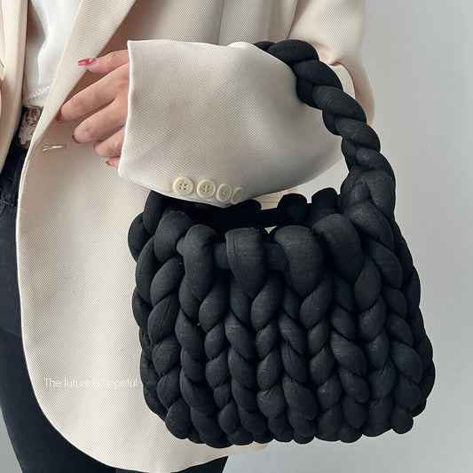 Harriet | Black Mini Chunky Knit Bag