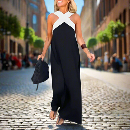 Paulina | Elegant Cross Neck Summer Maxi Dress