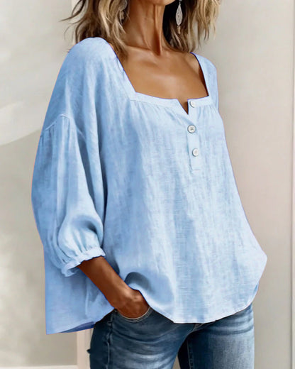Diane | Square Neck Lantern Sleeve Shirt