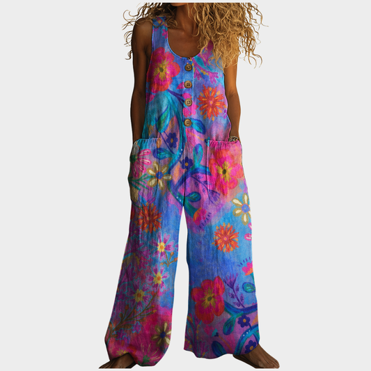Calista | Watercolor Floral Jumpsuit