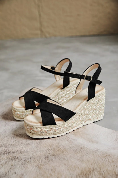 Jovienne | Black Wedge Sandal