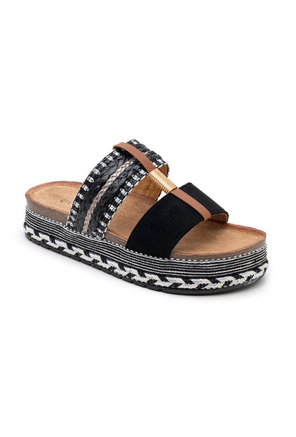Seren | Black Wedge Sandal