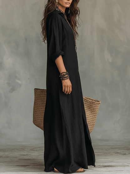Wren | Black Button-Front Maxi Dress