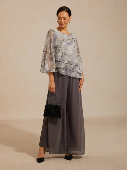 Grisandra | Chiffon Split Leg Pants