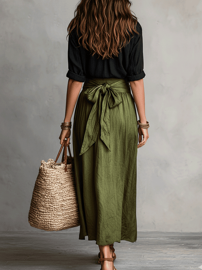 Holly | Satin Midi Skirt & Blouse Set