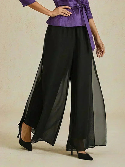 Solenne | Chiffon Split Leg Pants