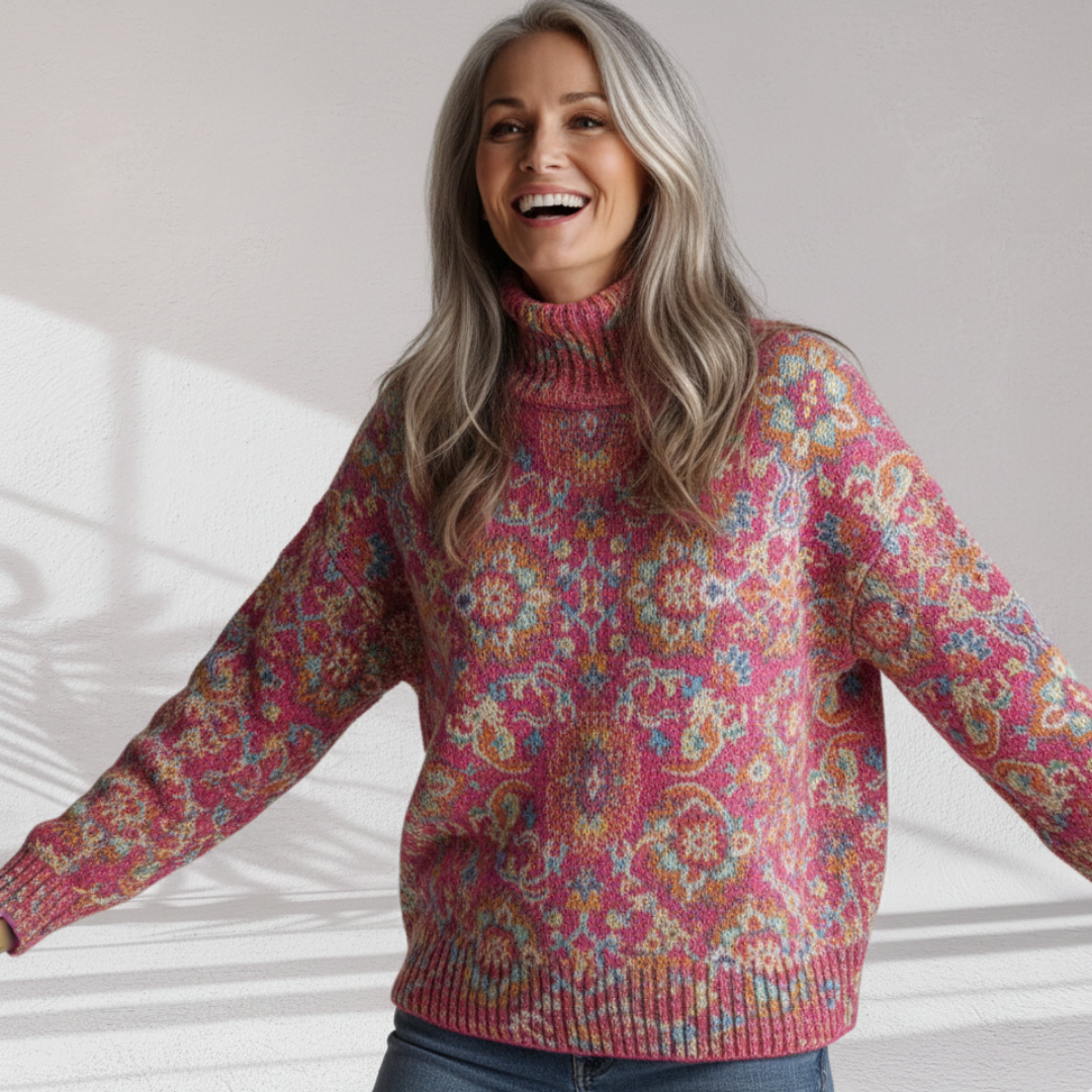 Florence | Floral Knit Turtleneck