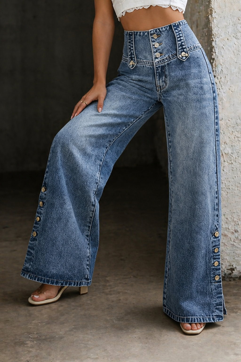 Mia | High Waist Slit Jeans