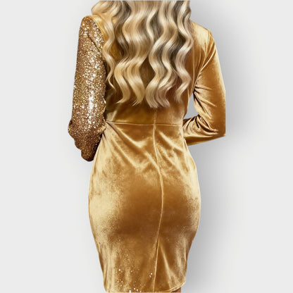 Vaeluna | Velvet & Sequin Asymmetrical Party Dress