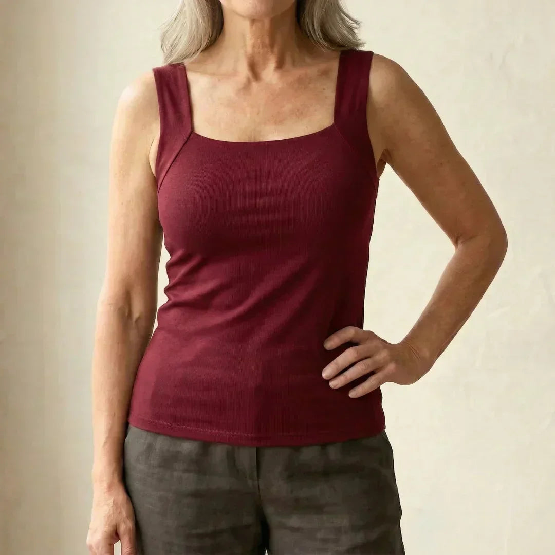 Beatrice | Burgundy Built-In Bra Tank