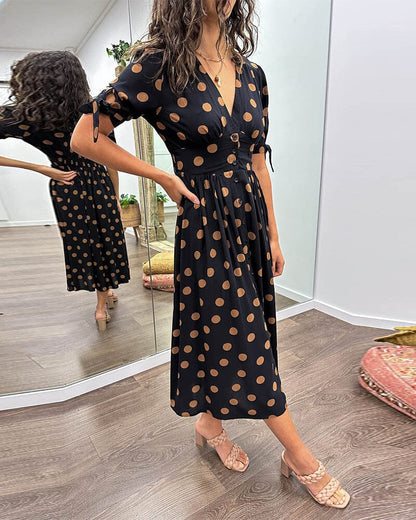 Bellamy - Polka Dots V-Neck Dress
