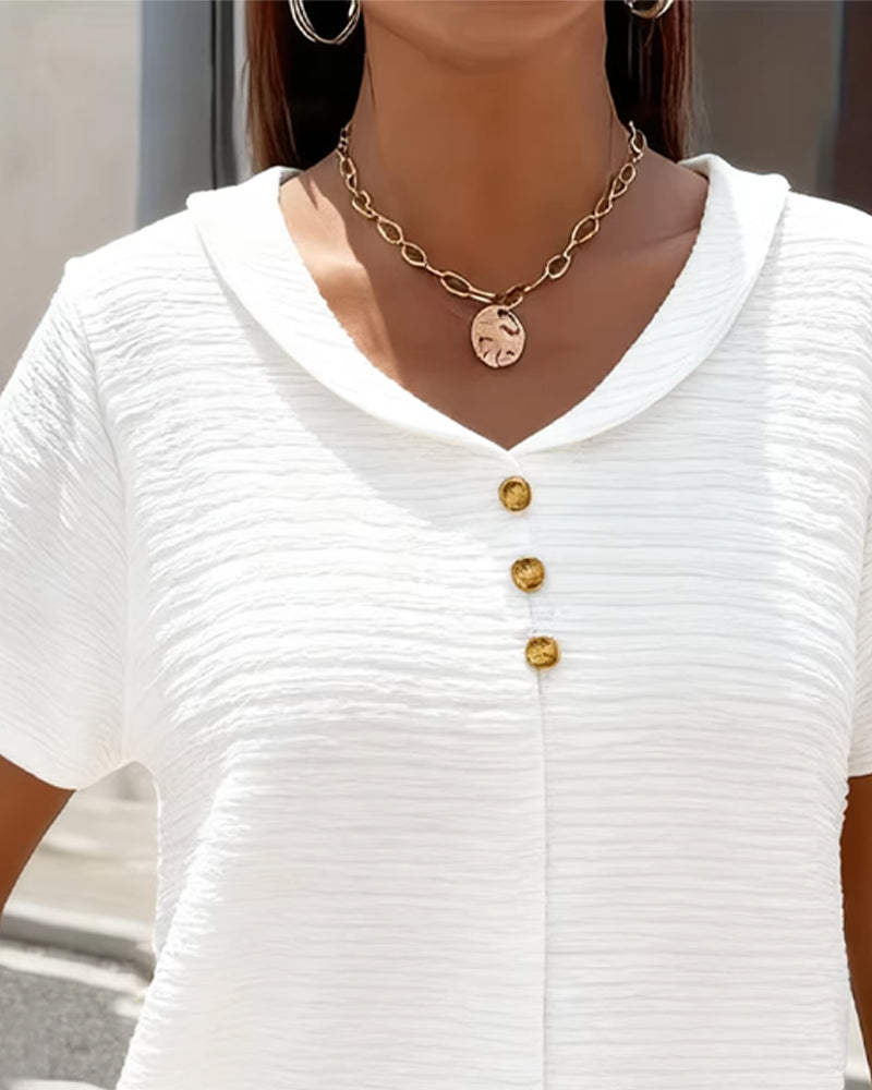 Barbara | Collar Tee with Buttons