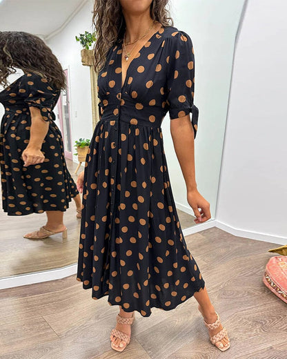 Bellamy - Polka Dots V-Neck Dress