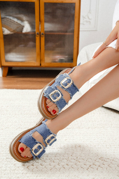 Petronella | Denim Blue Wedge Sandal