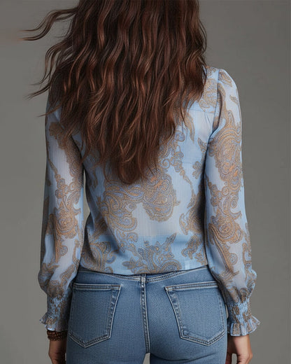 Demi | Zip Ruffled Retro Blouse