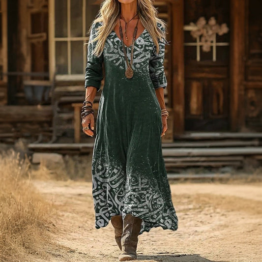 Calista | Relaxed Long Sleeve Print Dress