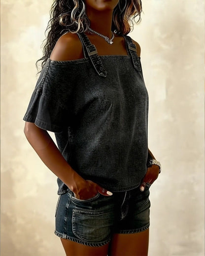 Patricia | Off-Shoulder Denim Shirt