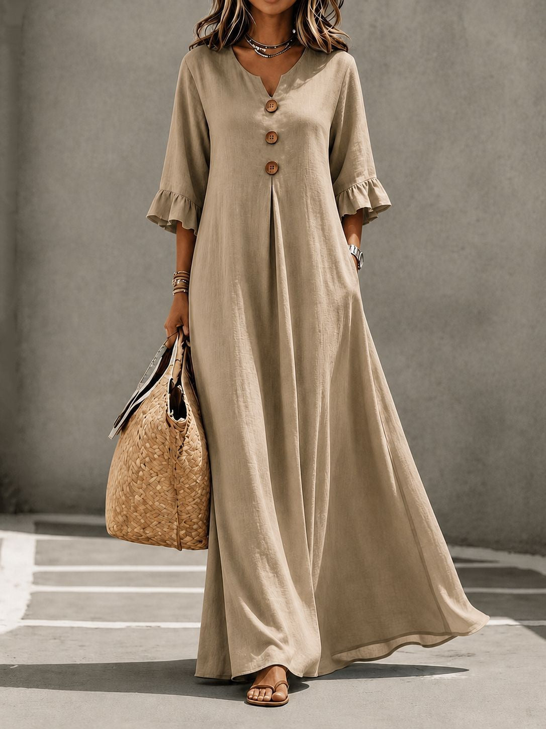 Odrienne | Linen Casual Maxi Dress