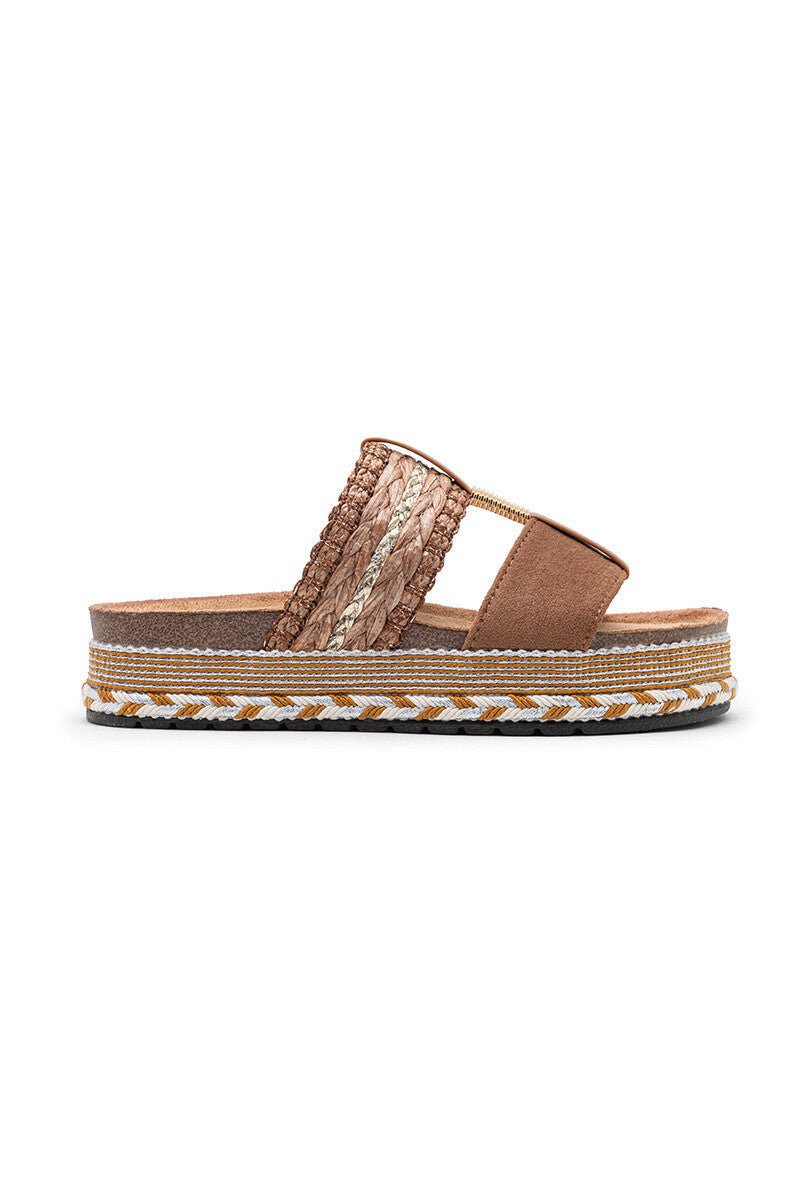 Quintessa | Camel Wedge Sandal