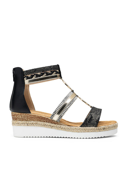 Marisole | Black Wedge Sandal