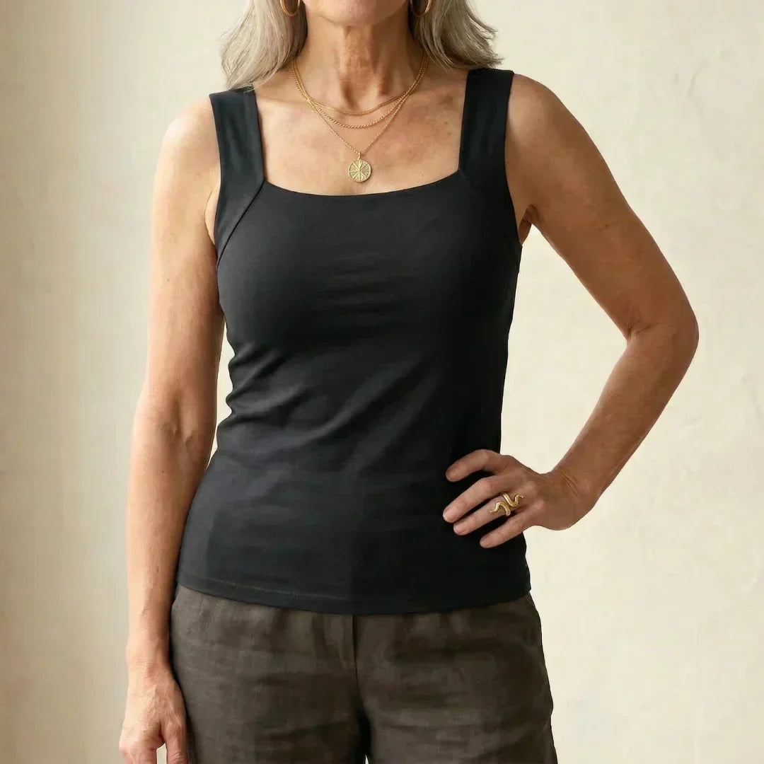 Harriet | Black Built-In Bra Tank