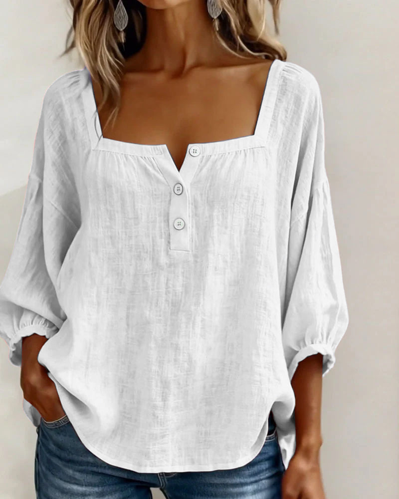 Diane | Square Neck Lantern Sleeve Shirt