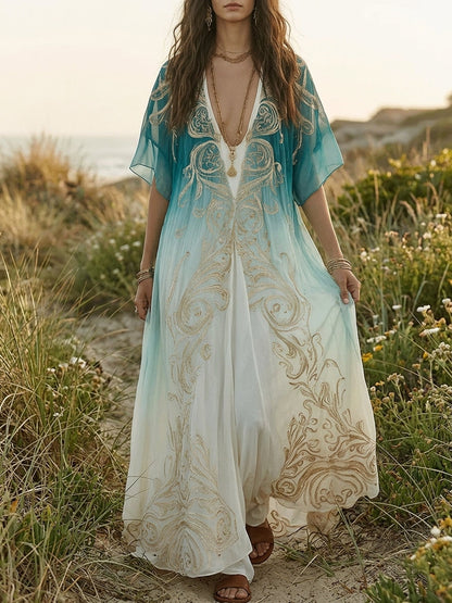 Piper | Aqua Ombre Kaftan Maxi Dress