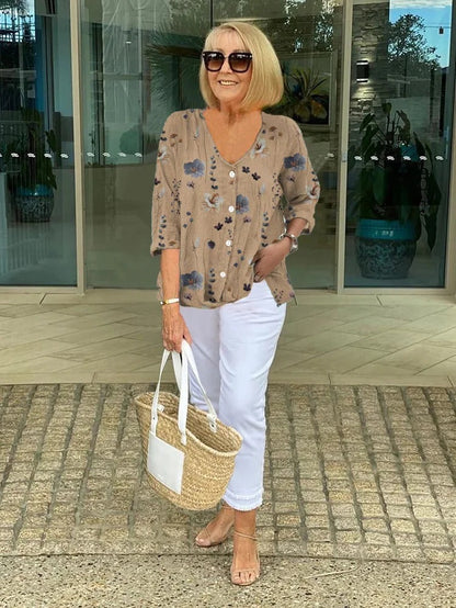 Quinty | Printed Button Tunic Top