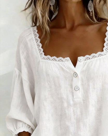 Cheryl | Lace Blouse with Puff Sleeves
