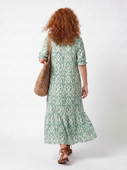 Ilara | Pattern V-Neck Tassel Midi Dress