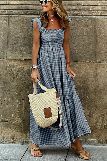 Ivara - Elegant Plaid Summer Dress