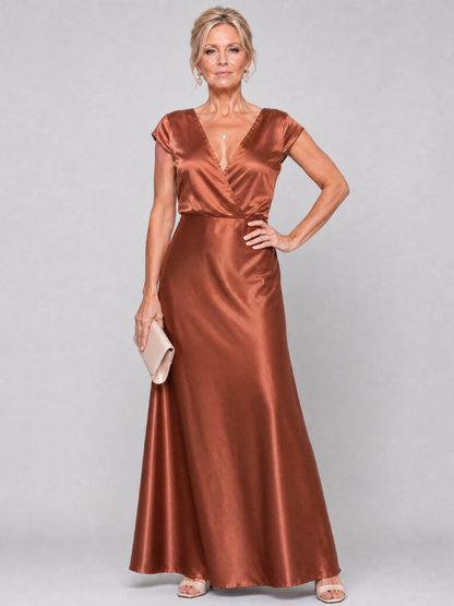 Samouse™ Cap Sleeve Wrap Bodice Maxi Dress
