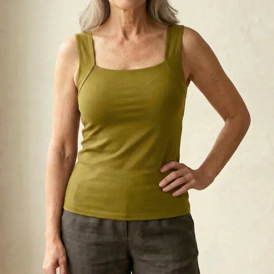 Camille | Olive Green Built-In Bra Tank