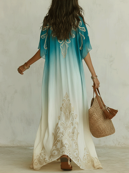 Piper | Aqua Ombre Kaftan Maxi Dress
