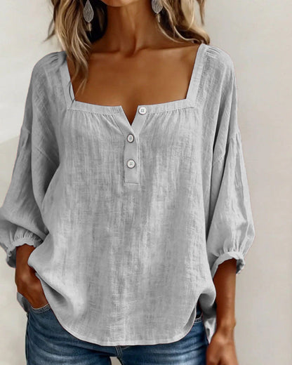 Diane | Square Neck Lantern Sleeve Shirt