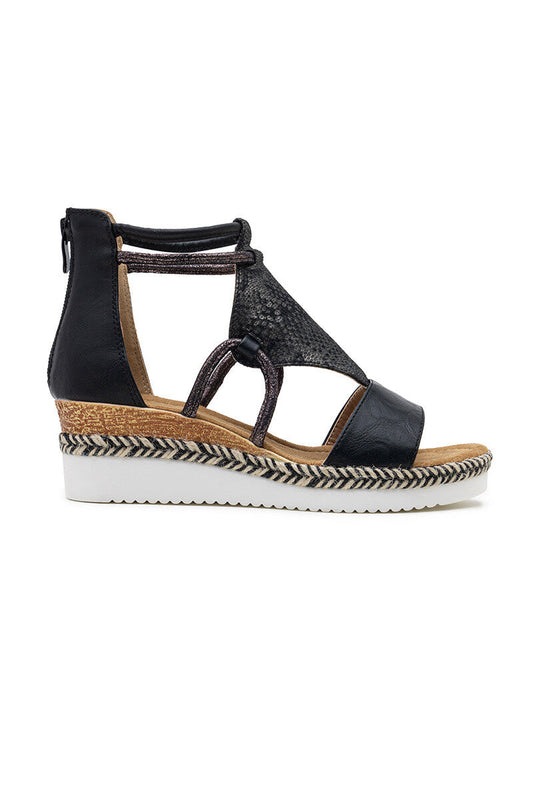 Philomena | Black Wedge Sandal