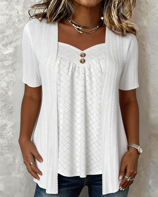 Carol | Layered Collar Patchwork Shirt