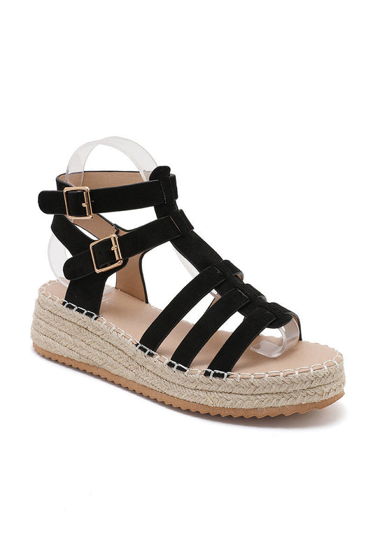 Aveline | Black Wedge Sandal