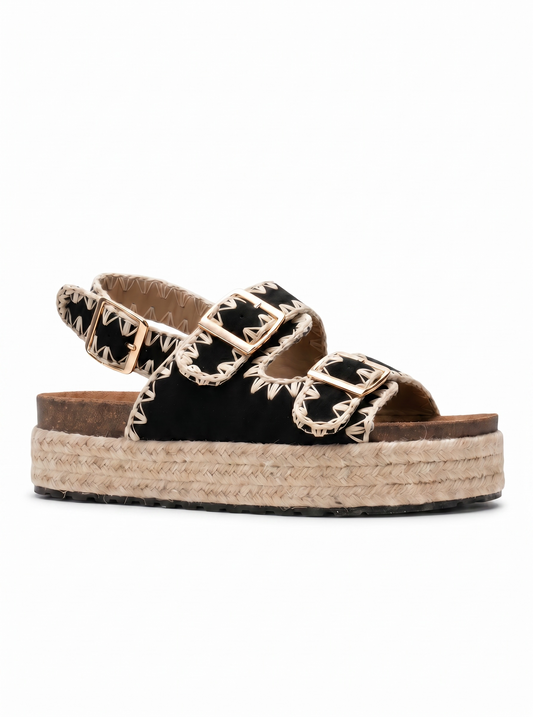 Junie | Black Wedge Sandal