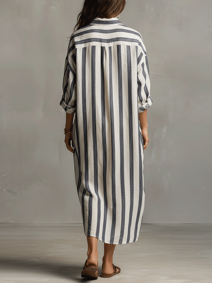 Sadie | Striped Shirt Maxi Dress