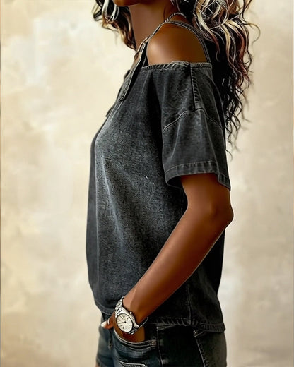 Patricia | Off-Shoulder Denim Shirt