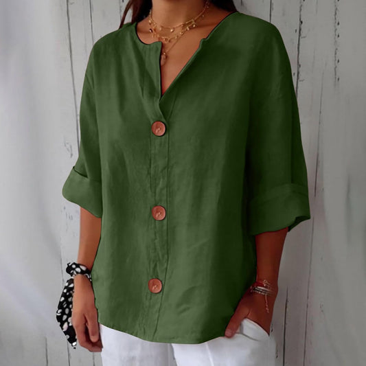 Verona | V-Neck Linen Blend Shirt