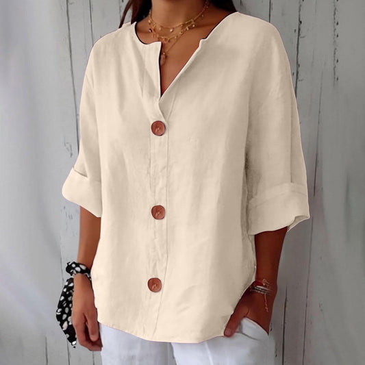 Colette | V-Neck Linen Blend Shirt