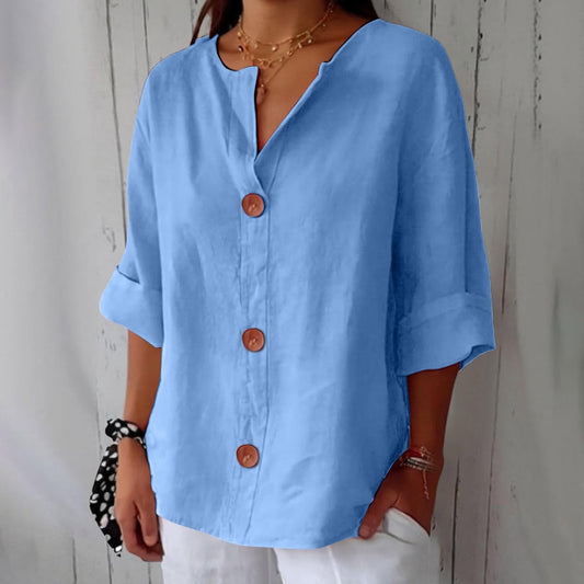 Marisela | V-Neck Linen Blend Shirt