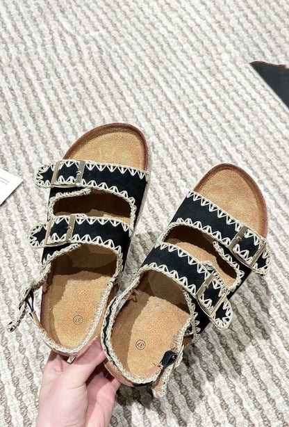 Junie | Black Wedge Sandal
