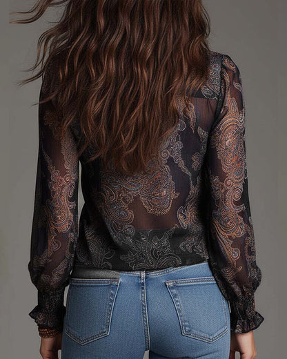 Demi | Zip Ruffled Retro Blouse